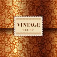 Gold vintage card with garden roses