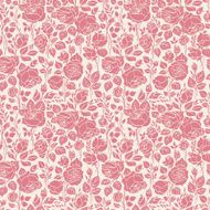Coral vintage seamless pattern with garden roses