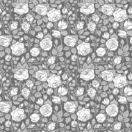 Gray vintage seamless pattern with garden roses N2