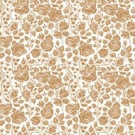 Gold vintage seamless pattern with garden roses