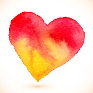 Watercolor painted red heart N8