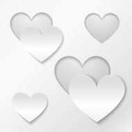 Cut out paper hearts Valentines day card