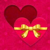 Valentines day greeting card with heart and ribbon N2