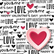 Valentines day greeting card with red heart and wishes text