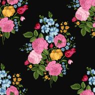 Seamless vector vintage pattern with Victorian bouquet N2