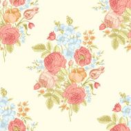 Seamless vector vintage pattern with Victorian bouquet N3