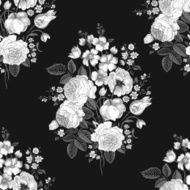 Seamless vector vintage pattern with Victorian bouquet N4