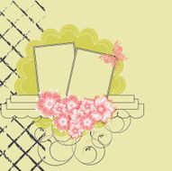 Floral scrapbook card with butterfly vector illustration N4