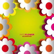 Color paper flowers cutout background