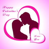 Happy Valentine&#039;s Day lettering Greeting Card on pink background N3