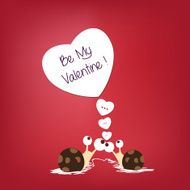 Valentine snails with hearts greeting