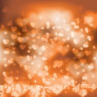 Shiny hearts falling romantic background bokeh light