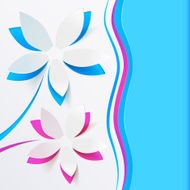 Paper flower vector greeting card template