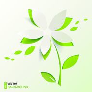 Green paper cutout vector flower
