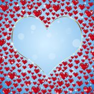 Heart Shape Golden Ring With Many Red Hearts Around