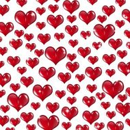 Many Red Valentine Hearts on White Background