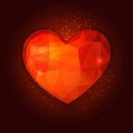 Abstract triangle romantic shiny brilliant ruby love heart