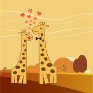 Funny giraffe couple in love N5