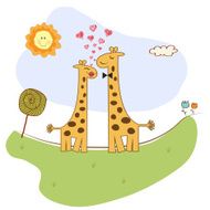 Funny giraffe couple in love N10