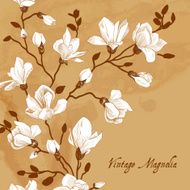 Vintage brown card with a magnolia