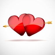 Background Two Hearts and arrow Valentines Day