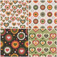 Set seamless patterns with hearts