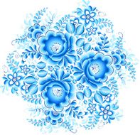Abstract floral vector element in gzhel style