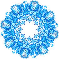 Abstract floral vector circle in gzhel style