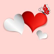 applique hearts and cartoon butterfly