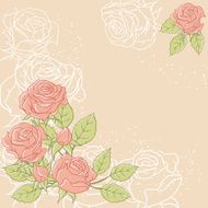 Floral background with rose in pastel tones N3