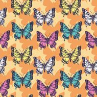 vector seamless pattern of butterflies N2