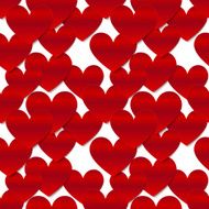 Red glossy vector paper hearts at white background