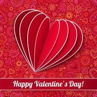 Heart from paper Valentines day card N7