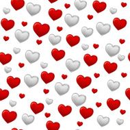 Red and gray hearts background on white Seamless pattern