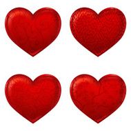 Red hearts 3d simple icon made with meshes