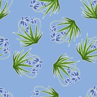 Pastel background with blue snowdrops Vector illustration