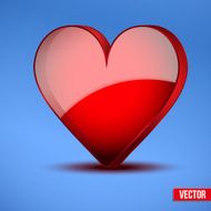 Red realistic heart Valentines day card