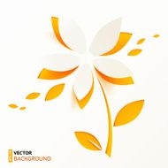 Orange paper flower greeting card template