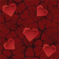 Seamless thorns backgrouns with paper hearts