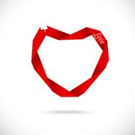 Vector heart made from red paper ribbon