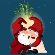 Kiss under mistletoe