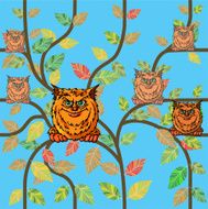 Strange enamoured beings sit on a tree