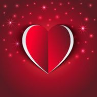 Red heart paper sticker with shadow N2