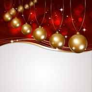 Christmas Golden Balls on Red Background