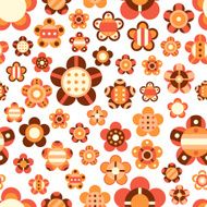Seamless pattern with large and small bright flowers