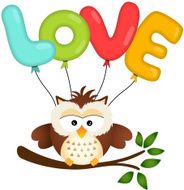 Cute Owl with Love Balloon