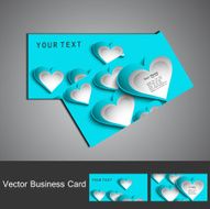 Fantastic Valentine&#039;s Day blue colorful heart business card set illustration