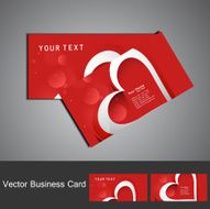 Business card set red colorful heart stylish background vector
