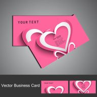 Shiny pink colorful heart business card set design