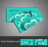 Creative blue colorful heart business card set vector